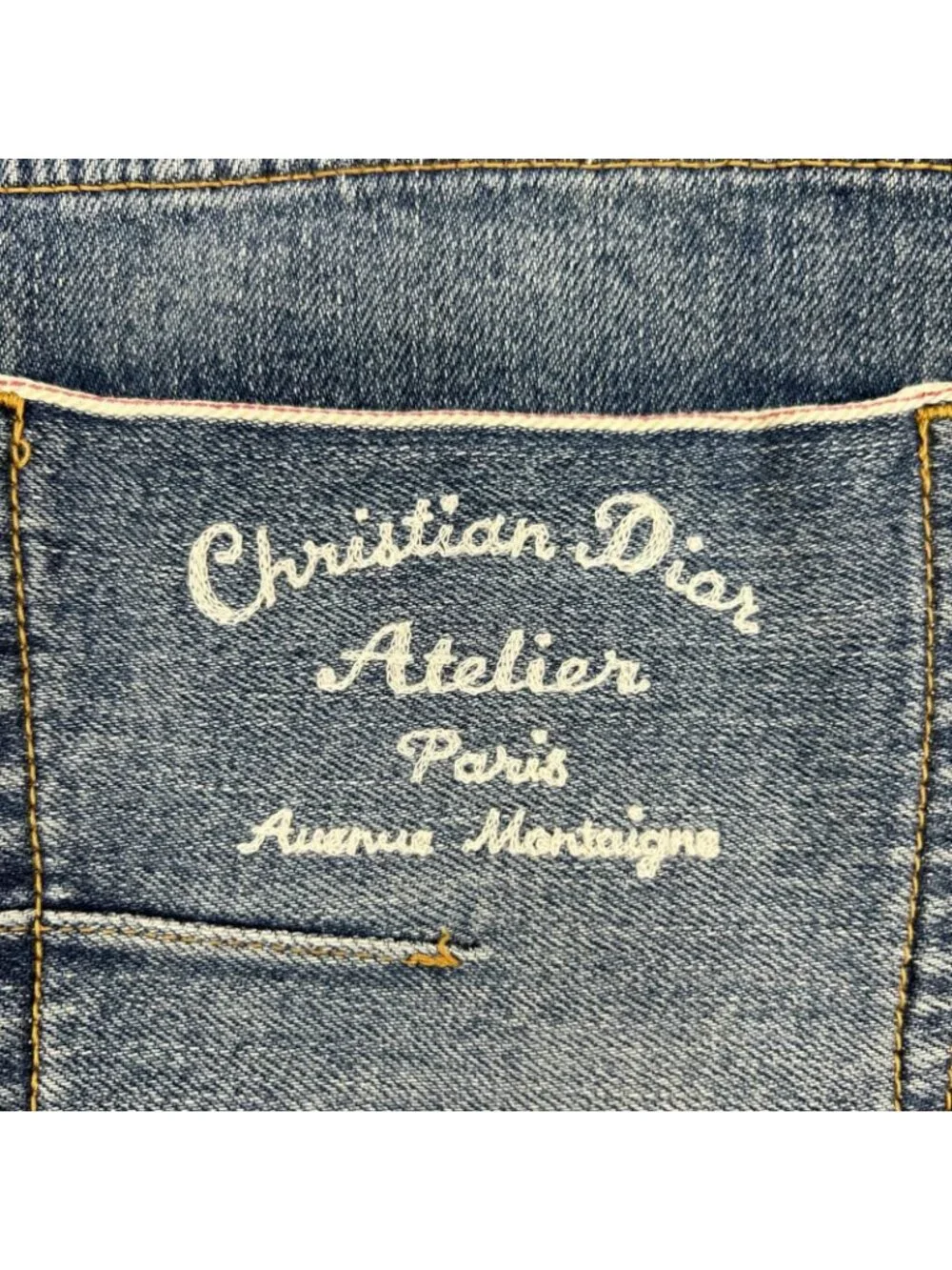 Dior Atelier Leather Patch Denim Pants 31